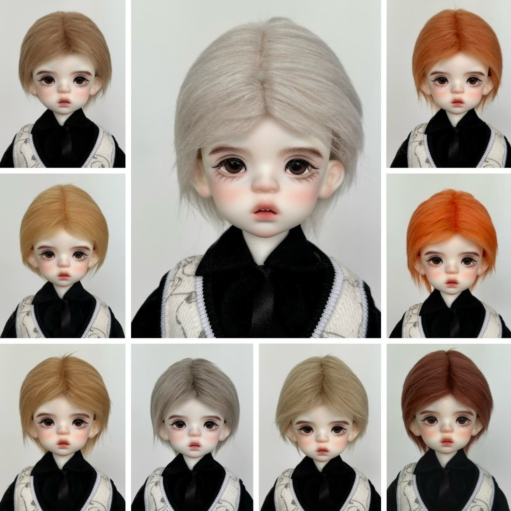 วิกผม BJD ผมสั้นความยาวขนทุกวัน2-3ซม. วัสดุผ้าสักหลาดจัดแต่งทรงผมง่าย
