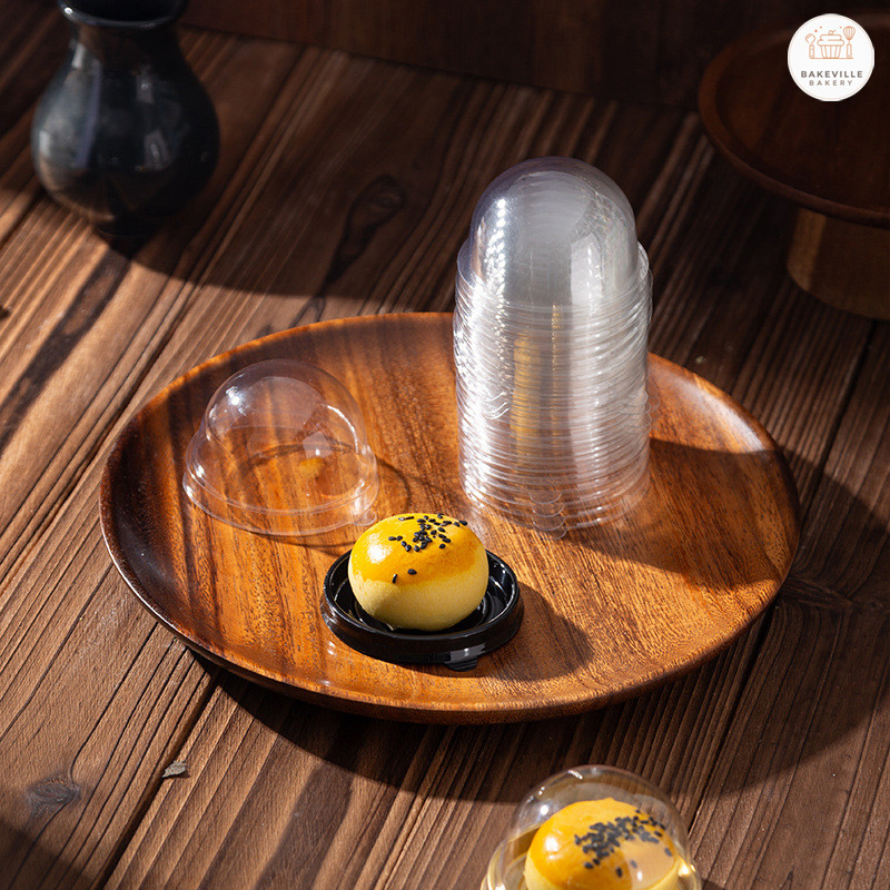 BAKEVille พร้อมส่ง กล่องขนม กล่องใส่เค้ก ขนมพระจันทร์ คัพเค้ก เค้กส้ม แบบกลม 50 ชิ้น/แพ็ค กล่องใสพลาสติก พร้อมฝาทรงโดม - รูปที่ 5