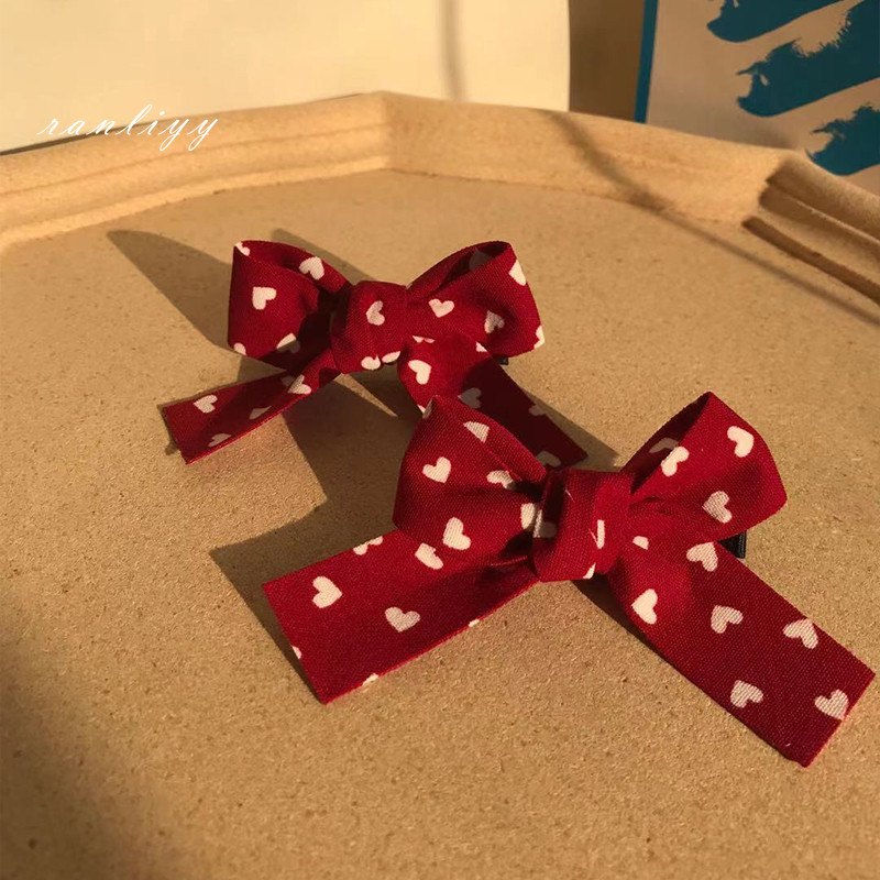 ส่งเร็ว🌼กิ๊บติดผมโบว์สีแดงหวานสไตล์เกาหลีคลิปด้านข้างละเอียดอ่อนนักเรียนเครื่องประดับผมสำหรับเด็กผู้หญิง-Ranliyy - รูปที่ 5