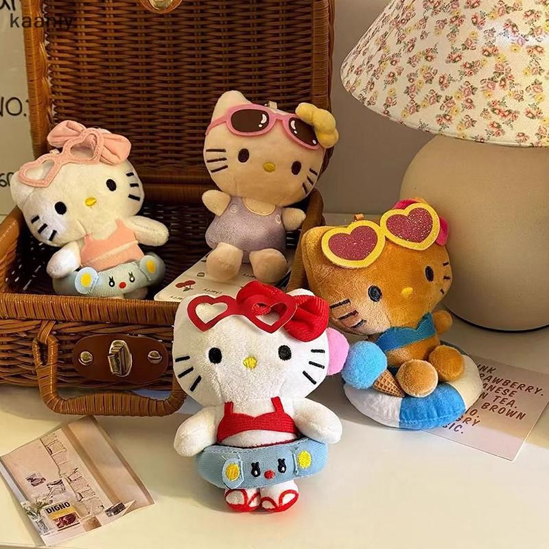[KAN] Kawaii บิกินี่ Hello Kitty พวงกุญแจ Sanrio จี้การ์ตูนตุ๊กตาของเล่นแหวนว่ายน้ํา Kitty Key แหวนกระเป๋า Ch FXH