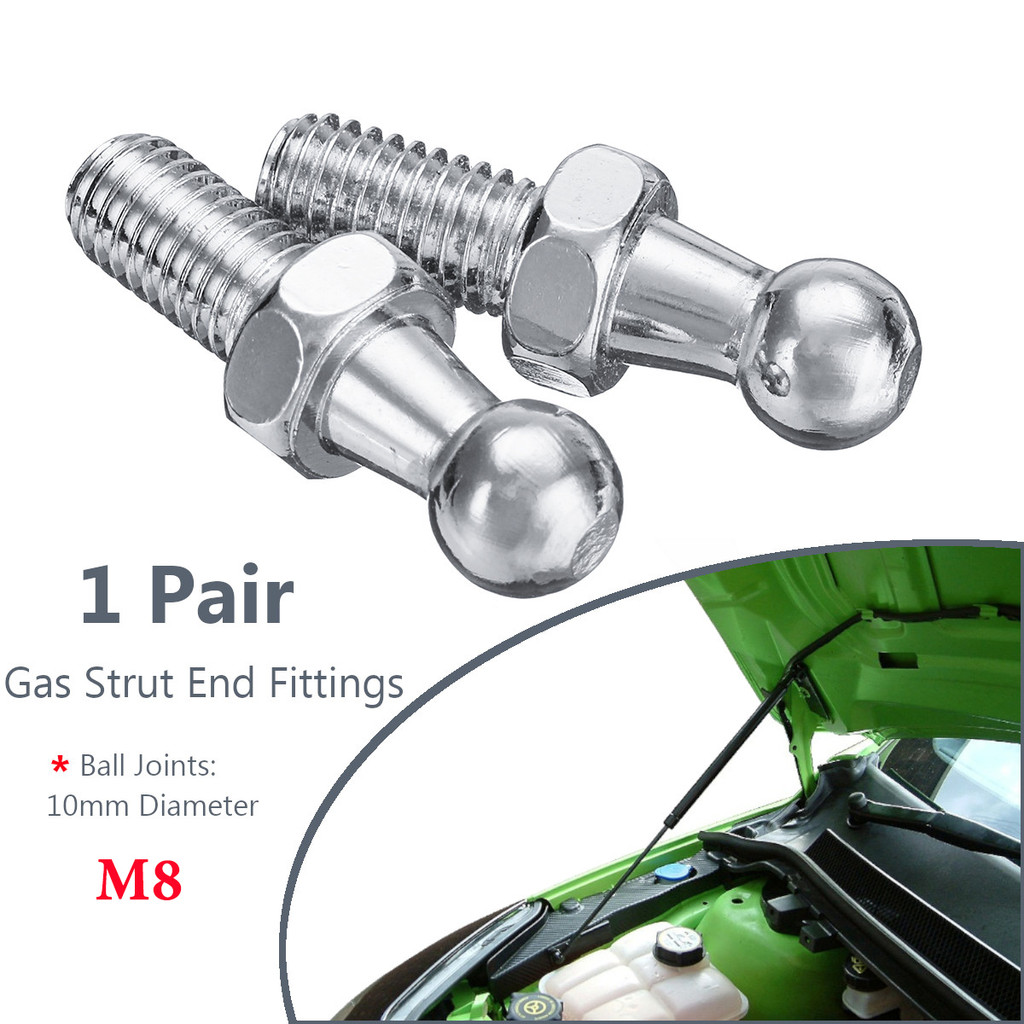 2 ชิ้น 10 มิลลิเมตร M8 Universal รถด้านหลัง Boot ด้านหน้า Bonnet แก๊ส Strut End Fitting Connector หัว Ball Pin Joint วาล์วฤดูใบไม้ผลิสกรู