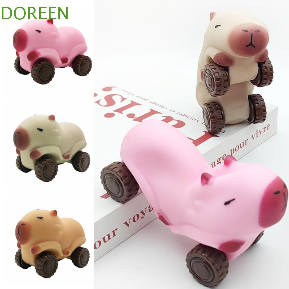 Doreen Capybara ของเล่นบีบ, รถยืดพร้อมล้อ Capybara Fidget ของเล่น, ที่น่าสนใจความยืดหยุ่นสูงช้า Rebound นวดน่ารักหยิกของเล่นเด็กตุ๊กตา Tricky