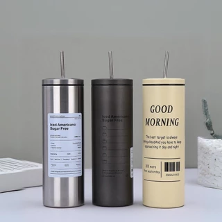 🥤แก้วเก็บความร้อน🥤B0121 ขนาด 600ML/20OZ สแตนเลส304 พร้อมหลอด Americano Cup แก้วเยติ แก้วกาแฟ เย็น