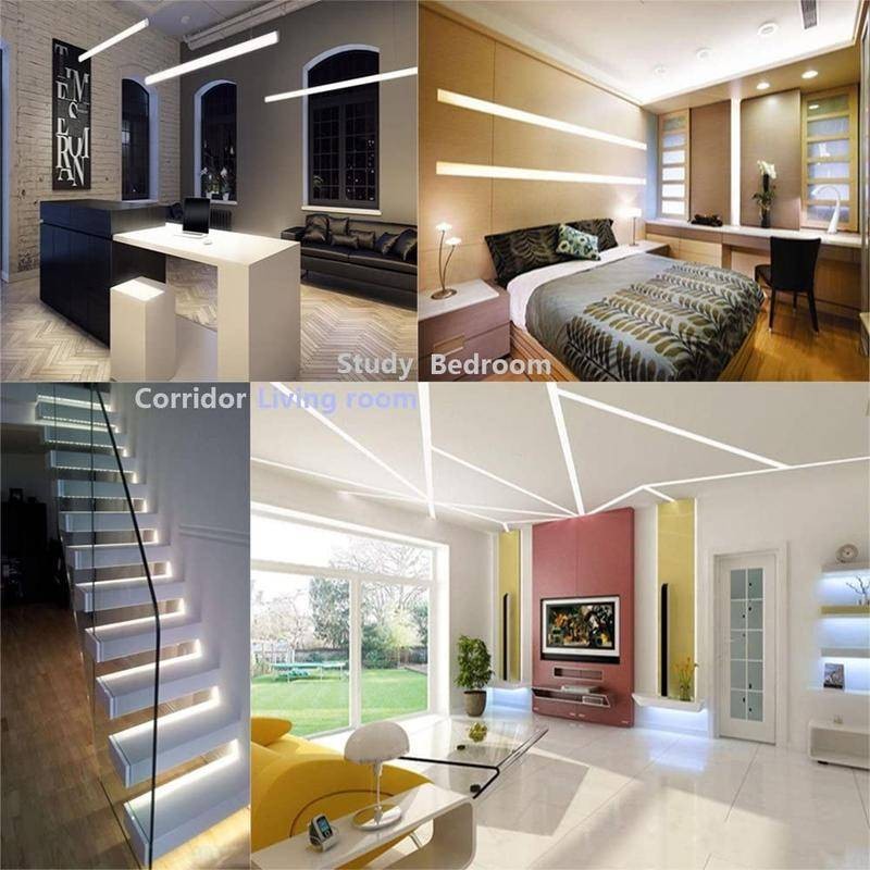 2ชิ้น*100เซนติเมตร นํา อลูมิเนียมโปรไฟล์ช่องเชิงเส้นที่มีฝาครอบสําหรับตกแต่งบ้านบาร์แถบแสง-สีดําอลูมิเนียมสีดําปก - รูปที่ 5