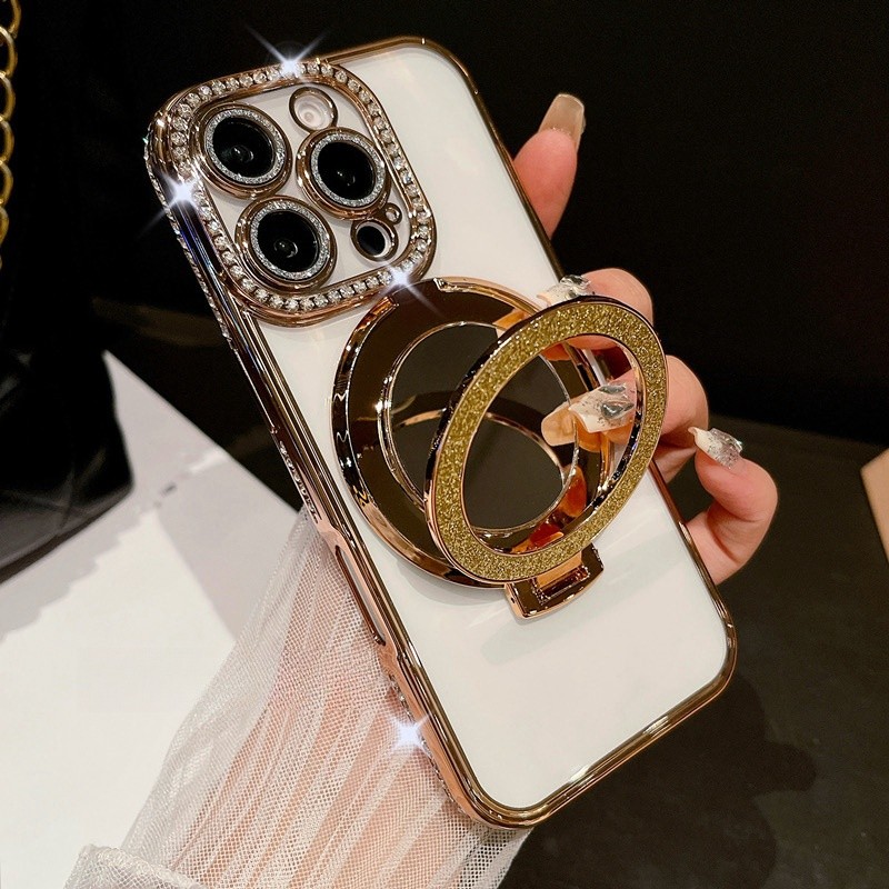 วงเล็บกระจกประกายเพชรเคสโทรศัพท์สําหรับiphone 16 12 13 14 15 Pro Max 15 16 Plusเลนส์ป้องกันกล้องกันกระแทกTPUเคสนิ่มเคสป้องกันโทรศัพท์