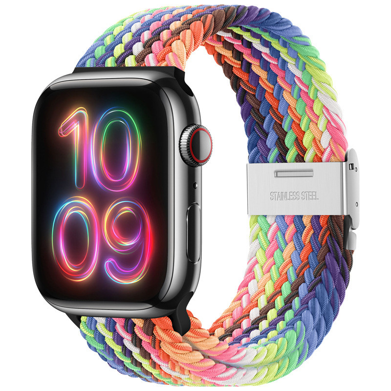 ไนลอนสายรัดยืดหยุ่น Band ถัก Solo Loop สําหรับ Apple Watch s10 42 46 มม. iWatch Series 10 9 8 7 SE 5 Ultra 2 49/45/44/42/41/40/38 มม.