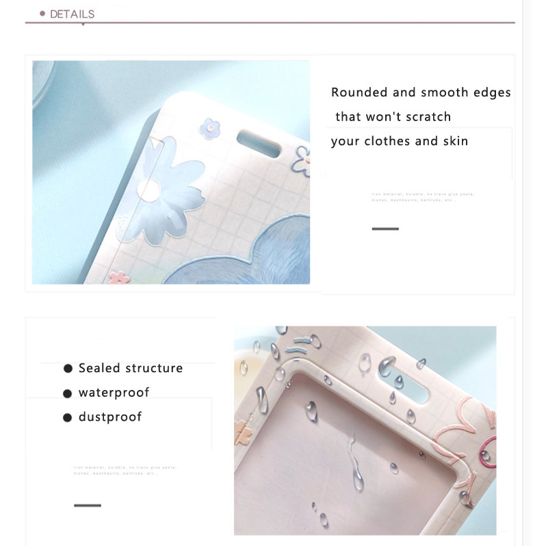 ดอกไม้สีฟ้า รหัส ป้ายผู้ถือชื่อนักเรียนแท็กบัตรการเข้าถึงบัตรปกบัตรฝาครอบป้องกันฮาร์ดผู้ถือยืดเชือกเส้นเล็ก - รูปที่ 4