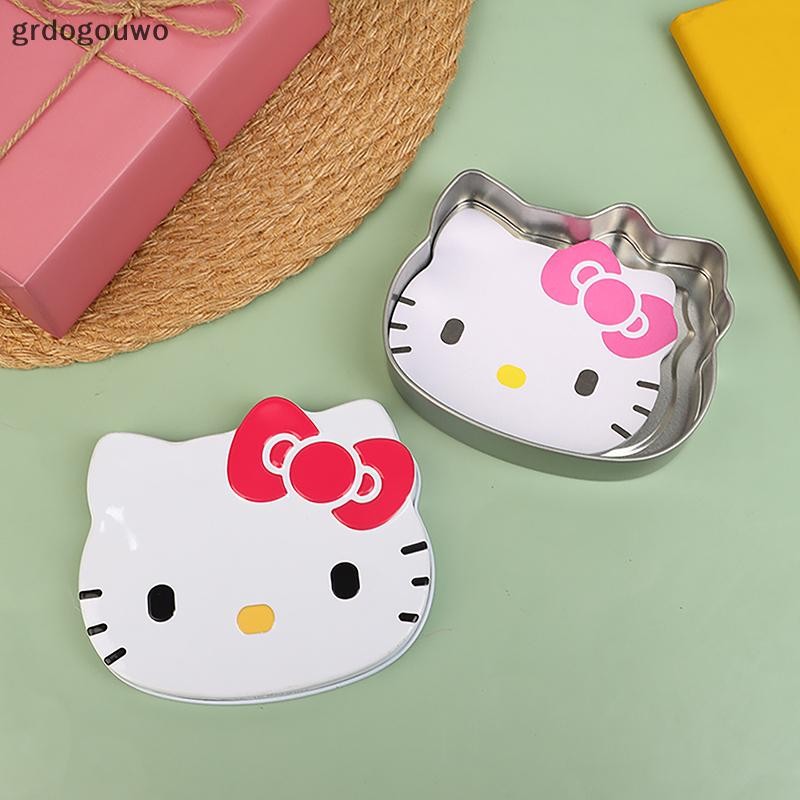 Grdog Kawaii Hello Kitty ความสะดวกสบายหมายเหตุกล่องเก็บการ์ตูน Sticky Notes น่ารักโลหะ Organizer ของขวัญเด็ก th