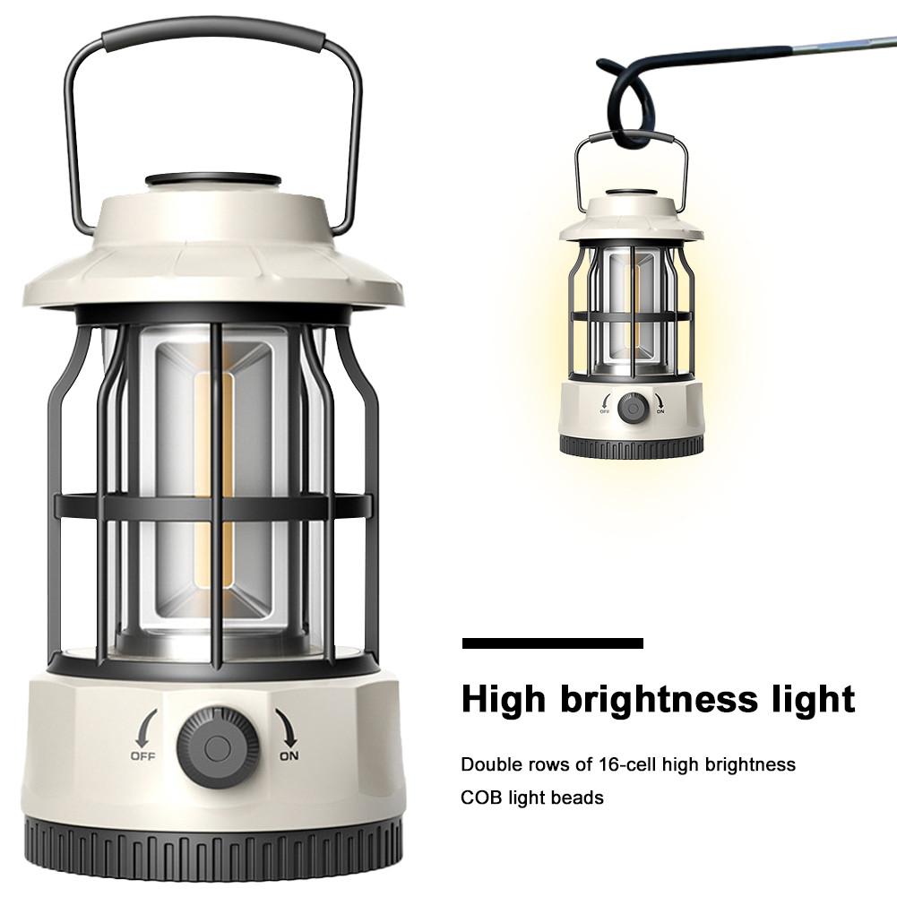 Camping Lantern IPX4 กันน้ํา COB Vintage เต็นท์แบบพกพา 3 AA Power