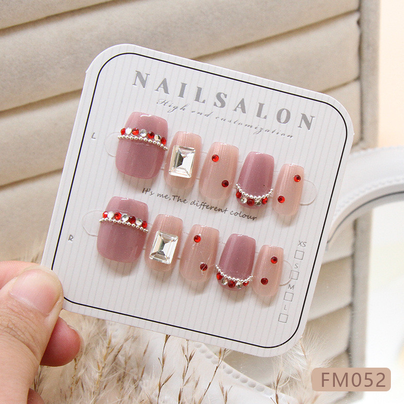 10ชิ้นแมวตาที่ทําด้วยมือกดบนเล็บเงาเล็บปลอมกับวุ้นสติกเกอร์ FM052