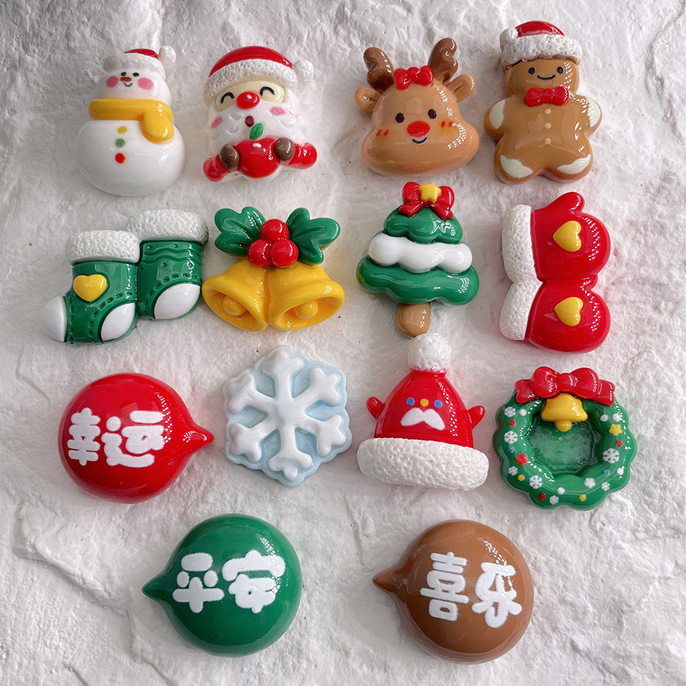 [3 @] สําหรับ Jibbitz Crocs Christmas 14 การ์ตูนเรซิ่นเครื่องประดับอุปกรณ์เสริม diy เคสโทรศัพท์ครีมกาว Handmade กิ๊บติดผมขนาดเล็ก Patch FP