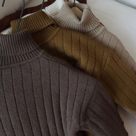 เด็กเสื้อกันหนาวชั้นเดียวขนแกะเรียงรายเด็กชายและเด็กหญิง Maillard ขนแกะเรียงรายหนาคอเต่า bottoming เสื้อเสื้อกันหนาวเสื้อสวมหัว - รูปที่ 2