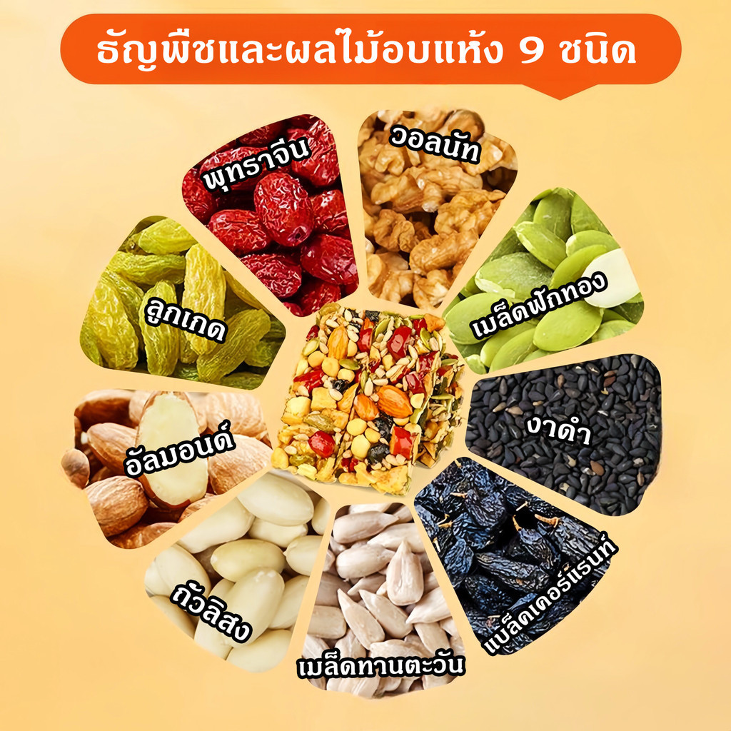 X.C ขนมไต้หวัน ธัญพืชอัดแท่ง 200กรัม 100%วัสดุจริง ธัญพืช 9 ชนิด 0ไขมัน สูงโภชนาการ บำรุงกำลัง ลดน้ำหนัก รูปที่ 2