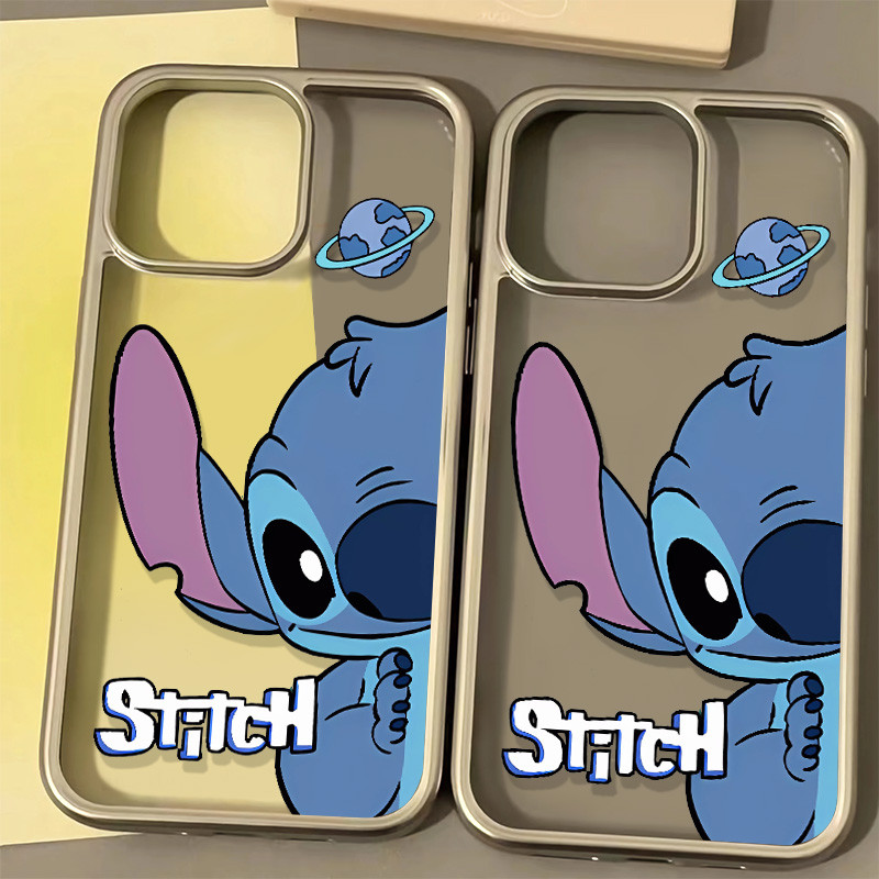 บุคลิกภาพการ์ตูนครึ่งรูปแบบ Stitch เคสโทรศัพท์สําหรับ IPhone11 16 12 13 14 15 Pro MAX 7 8 Plus X XR XS MAX SE 2020 หรูหรานุ่มกันกระแทก