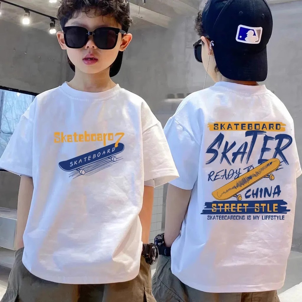 （พร้อมส่งจากกทม มาถึงใน 2วัน） เสื้อผ้าเด็ก เสื้อยืดเด็ก ผ้าฝ้ายแท้ แขนสั้น การ์ตูน น่ารัก สบาย พิมพ์เสื้อเด็กชาย cotton
