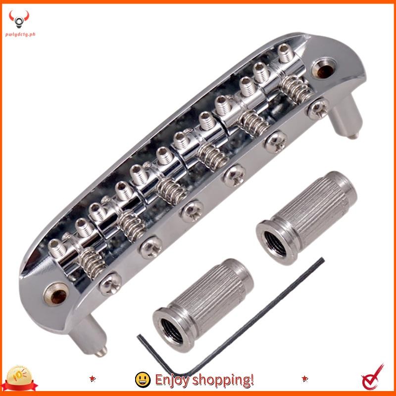 pwlydc1gGuitar Saddle Bridge พร้อมอานบาร์เรลแบบปรับได้โลหะผสมสังกะสีสําหรับ Mustang Jaguar Jazzmaste