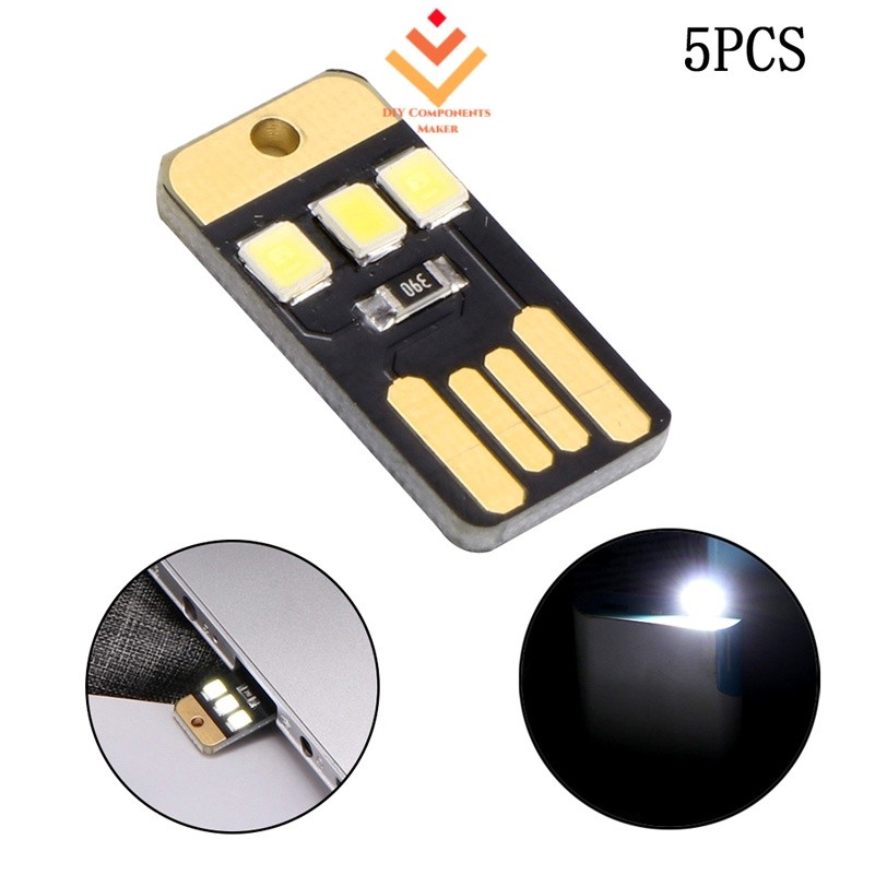 5 ชิ้น/ล็อต Mini Pocket Card USB Power LED พวงกุญแจ Night Light Book Light 0.2W USB LED หลอดไฟสําหรับแล็ปท็อป PC Power Bank