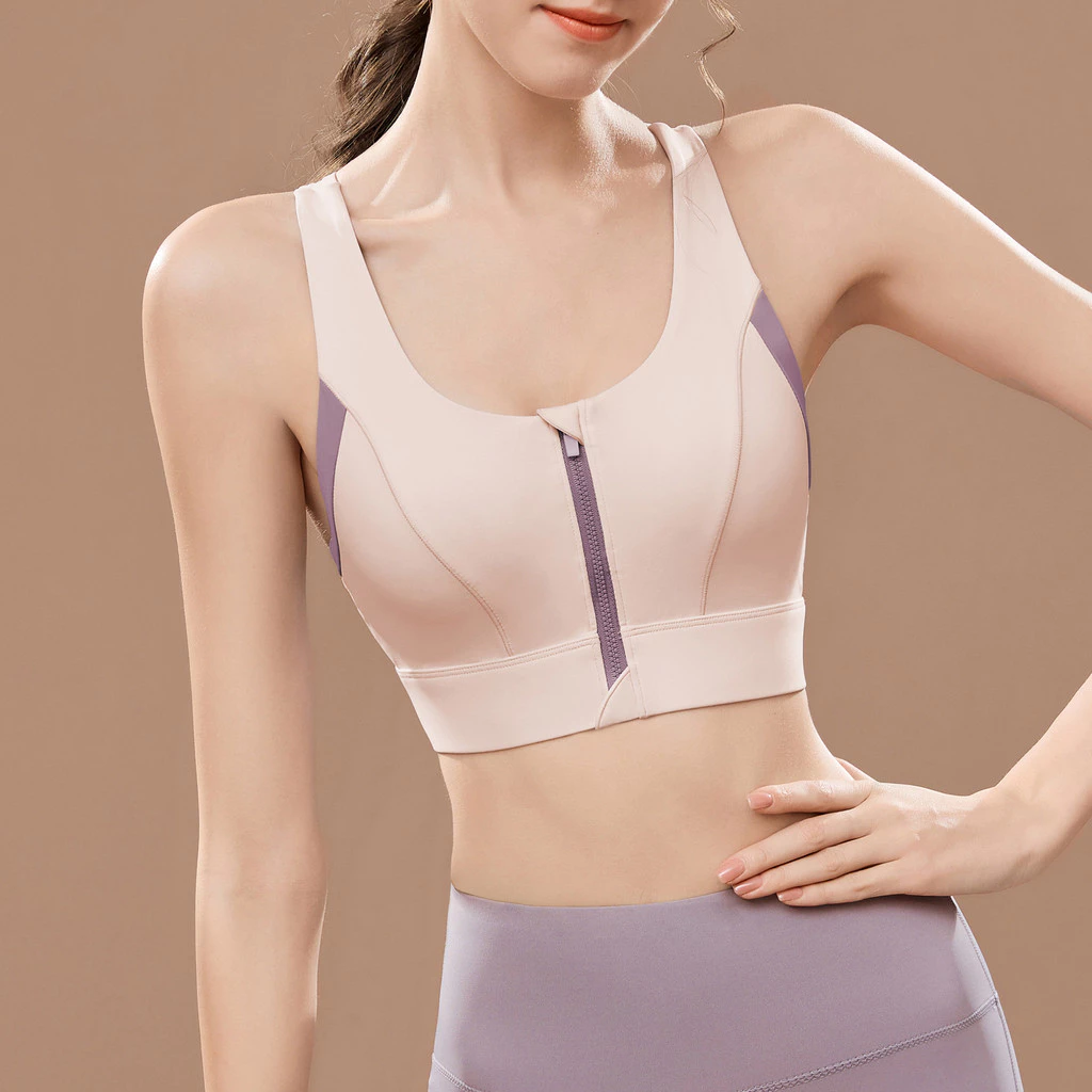 ผู้หญิงกีฬา Bras ซิปด้านหน้า Plus ขนาด One-pad integrated bra Gym ฟิตเนสกันกระแทกกีฬา Brassiere