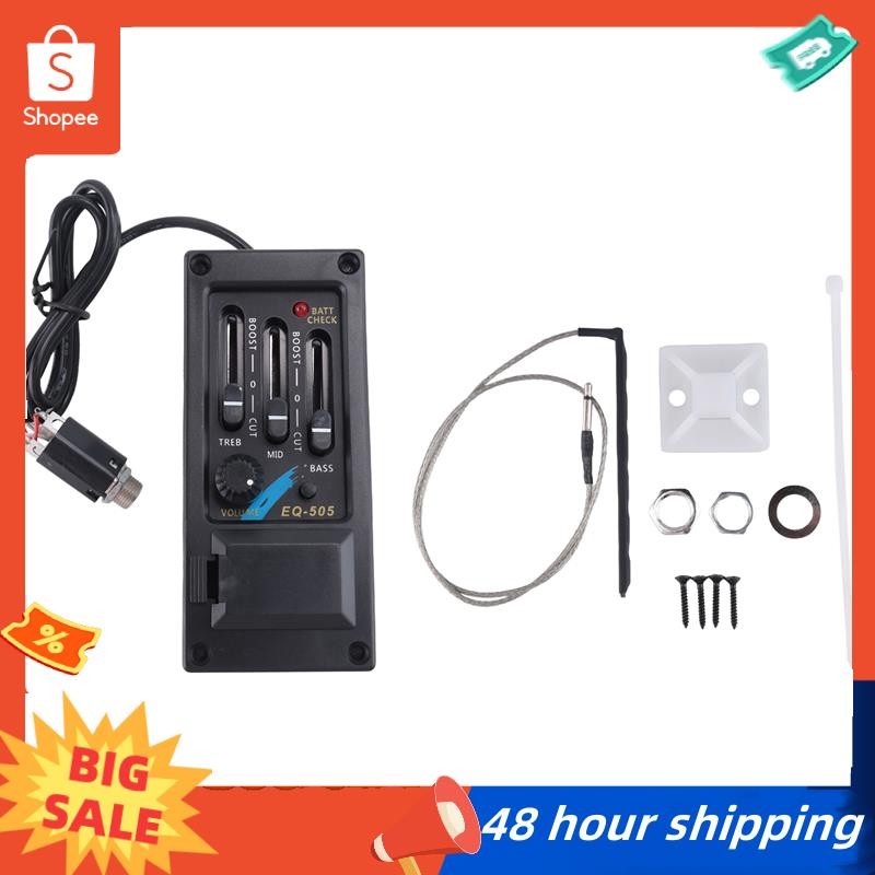 พร้อมสต็อก EQ-505 กีตาร์อาน Pickup 3 Bands EQ Equalizer มือซ้ายอะคูสติกกีตาร์ Preamp System Equalizer Piezo