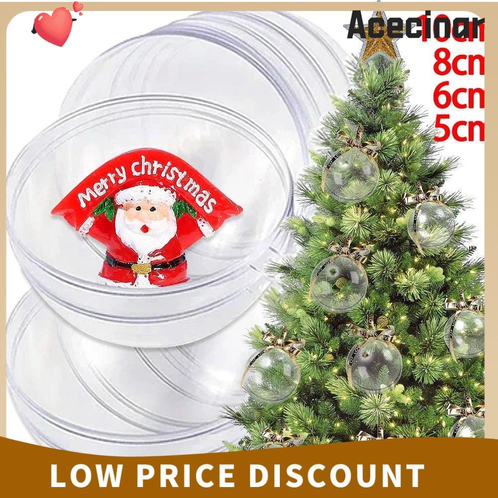 Acecinar ลูกบอลคริสต์มาส 5 ชิ้น, ลูกกลม DIY ตายาย, ปาร์ตี้งานรื่นเริงพลาสติก Supplie ลูกบอลตกแต่งต้นคริสต์มาสแบบเติมได้