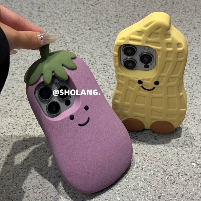 3d ดังนั้นน่ารักถั่วลิสงมะเขือยาวเด็กซิลิคอนกรณีโทรศัพท์อ่อนสําหรับ Apple IP iPhone 11 12 13 14 15 16 Pro Max ความคิดสร้างสรรค์ปลอกผู้หญิงของขวัญกันกระแทกของขวัญ