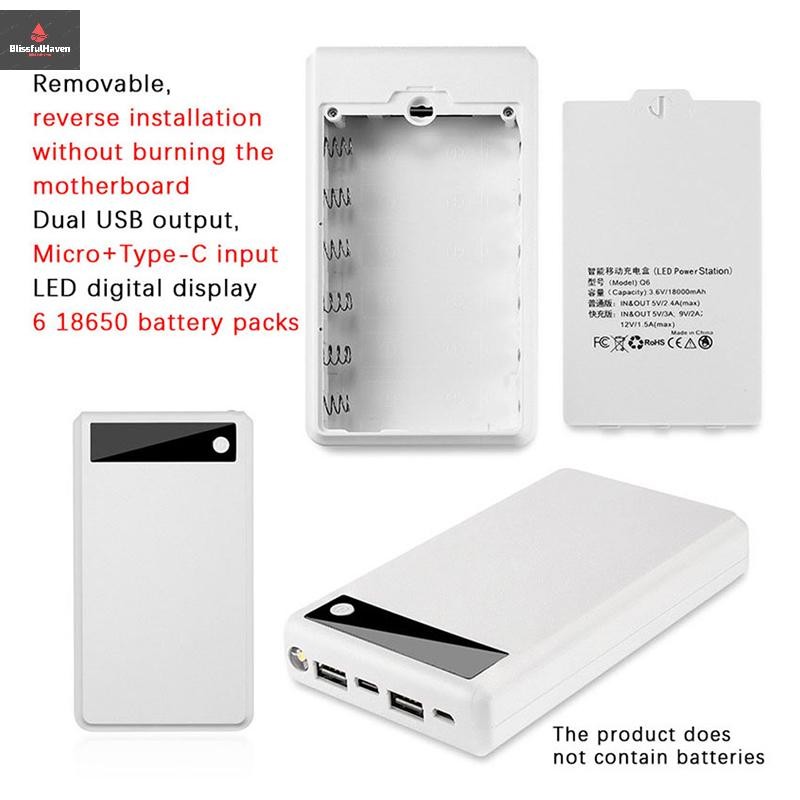 Cod 1 Pc 618650 Charger Box Case DIY 2 พอร์ต USB ไม่มีใหม่