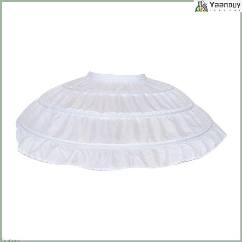 Yaa เด็กผู้หญิง 3 ห่วงเหล็กสีขาว Petticoat ชุดแต่งงานชุด Underkirt Elast