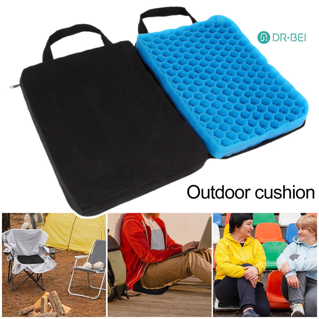 Dr.bei เจลเทคโนโลยีเบาะรองนั่ง Ultimate Comfort Ergonomic Design Travel Cushion พับได้แบบพกพา Breathable นั่งเบาะสําหรับสนามเครื่องบิน Camping Bleachers Kayak เรือ