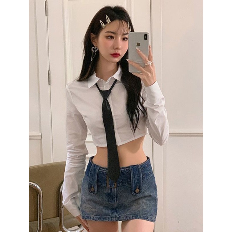 สาวร้อนสั้นสะดือเอวแคบสีขาวเจเคเสื้อฤดูใบไม้ร่วงออกแบบซอกแขนยาวสลิมฟิตแน่นเสื้อด้านบนหญิงสาวร้อนสั้นแคบ-เอวสีขาวเจเคเสื้อฤดูใบไม้ร่วงออกแบบซอกแขนยาวสลิมฟิตแน่นเสื้อด้านบนผู้หญิง11.11 - รูปที่ 6