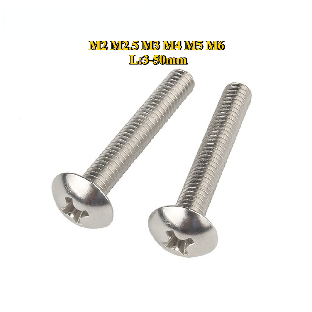 [BY-TH-w] M2/M2.5/M3/M4/M5/M6 Truss Head Phillip Machine Screw Nickel plated /น็อต สกรู หัวร่ม หัวกระทะ แฉก T+ ชุบนิกเกิล