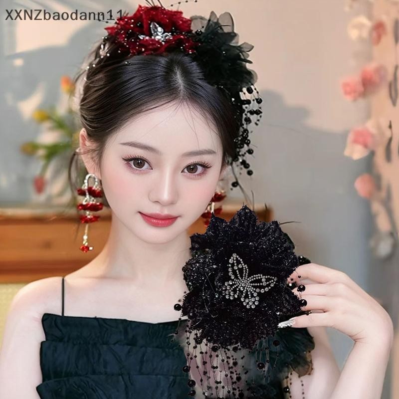 Xnz กิ๊บติดผมดอกไม้โอ้อวดอารมณ์อเนกประสงค์คลิปฉลามผีเสื้อสําหรับผู้หญิงสาวเครื่องประดับผมที่เรียบง่ายของขวัญ MHF