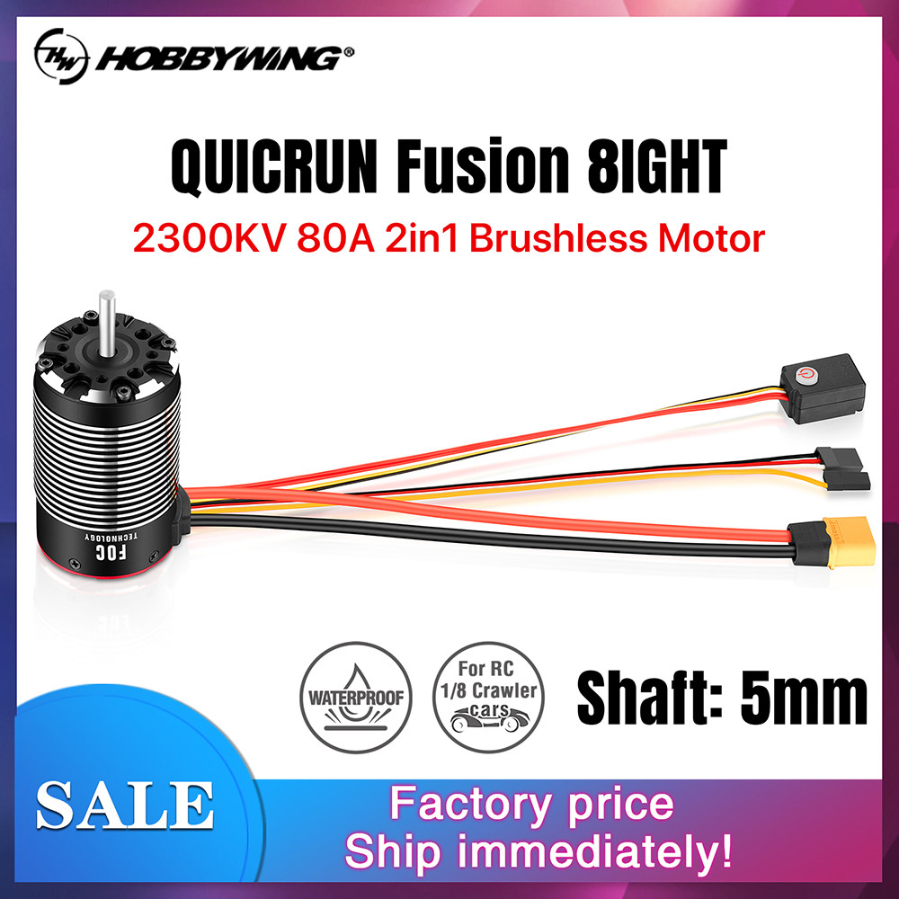 Hobbywing QuicRun Fusion 8lGHT Brushless 2300KV 2in1 มอเตอร์ 80A ESC สําหรับ RC 1/8 Crawler รถ