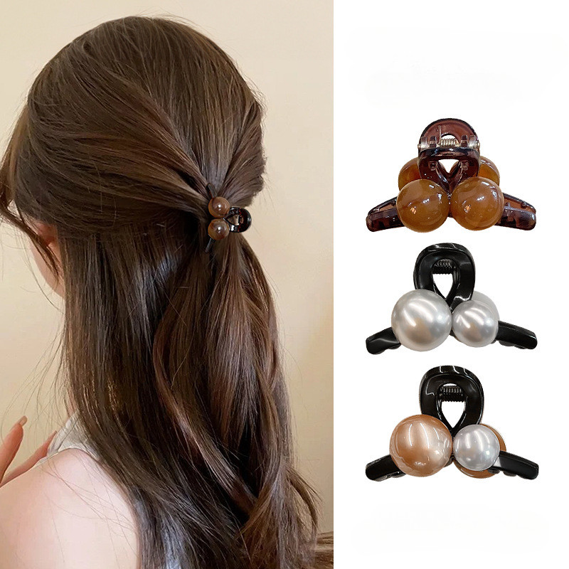 2024 สีกาแฟมุกคว้าคลิปหญิงหน้าผากด้านข้างเครื่องประดับผม