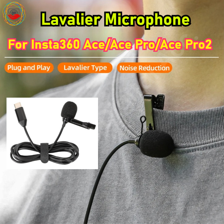 ไมโครโฟนแบบหนีบเสื้อภายนอกการบันทึกความเที่ยงตรงสูงสําหรับ Insta360 Ace Pro/Ace Pro 2 กล้อง Acc