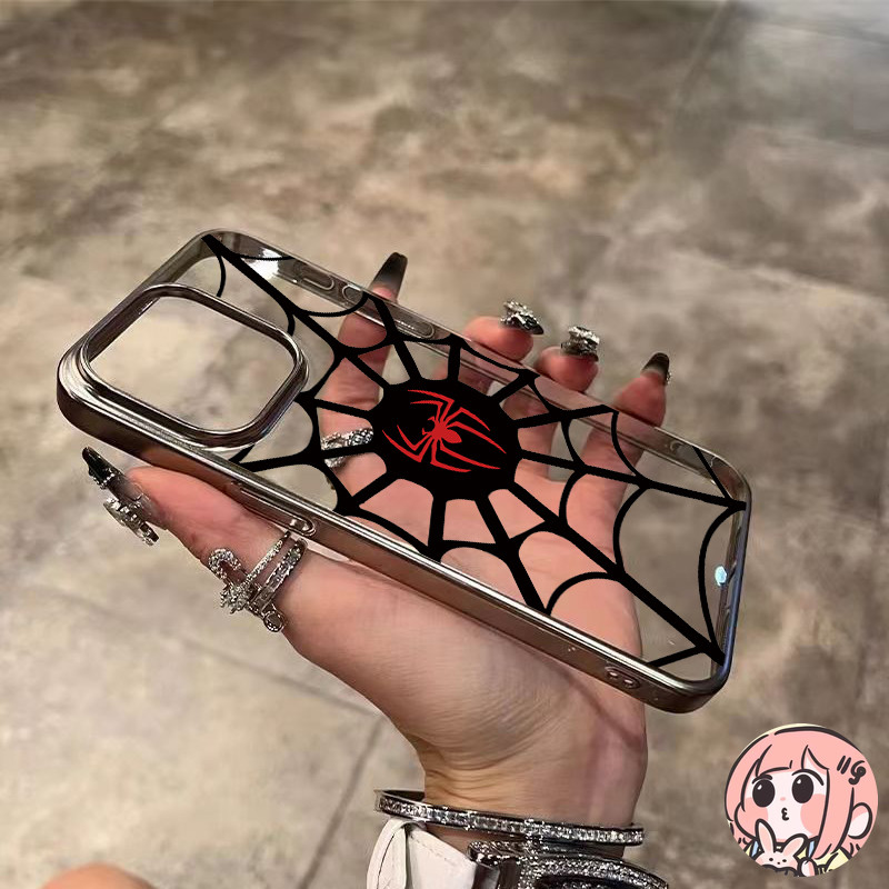เคสสไปเดอร์แมนสุดเท่เข้ากันได้กับ IPhone 11 15 12 16 13 14 Pro Max XR 16 7 8 15 14 Plus X XS MAX SE ฝาครอบกรอบชุบไฟฟ้า