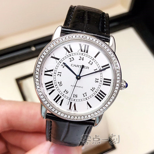 Cartier Cartier London 36MM นาฬิกาผู้ชายด้านหลังเพชรอัตโนมัตินาฬิกาสวิส