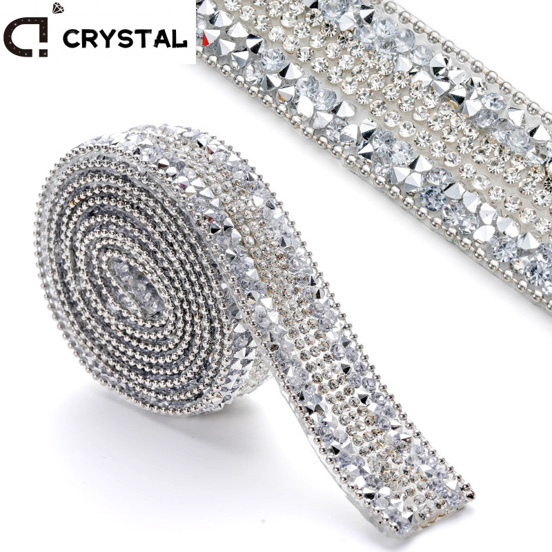 1yard 20 มม.ร้อน Fix เรซิ่น rhinestone Trim Glitter ลูกปัดคริสตัลโซ่ rhinestone Trim DIY อุปกรณ์เสริม