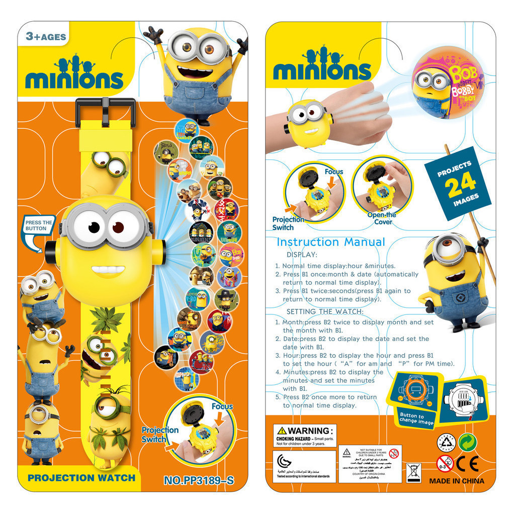 Minion Kids Projection Watch การ์ตูนดิจิตอลนาฬิกาเด็ก Sonik Baby Shark Patrick Star Mario JOJOLotso Hello Kitty Mickey Toy Story นาฬิกาของขวัญเด็ก