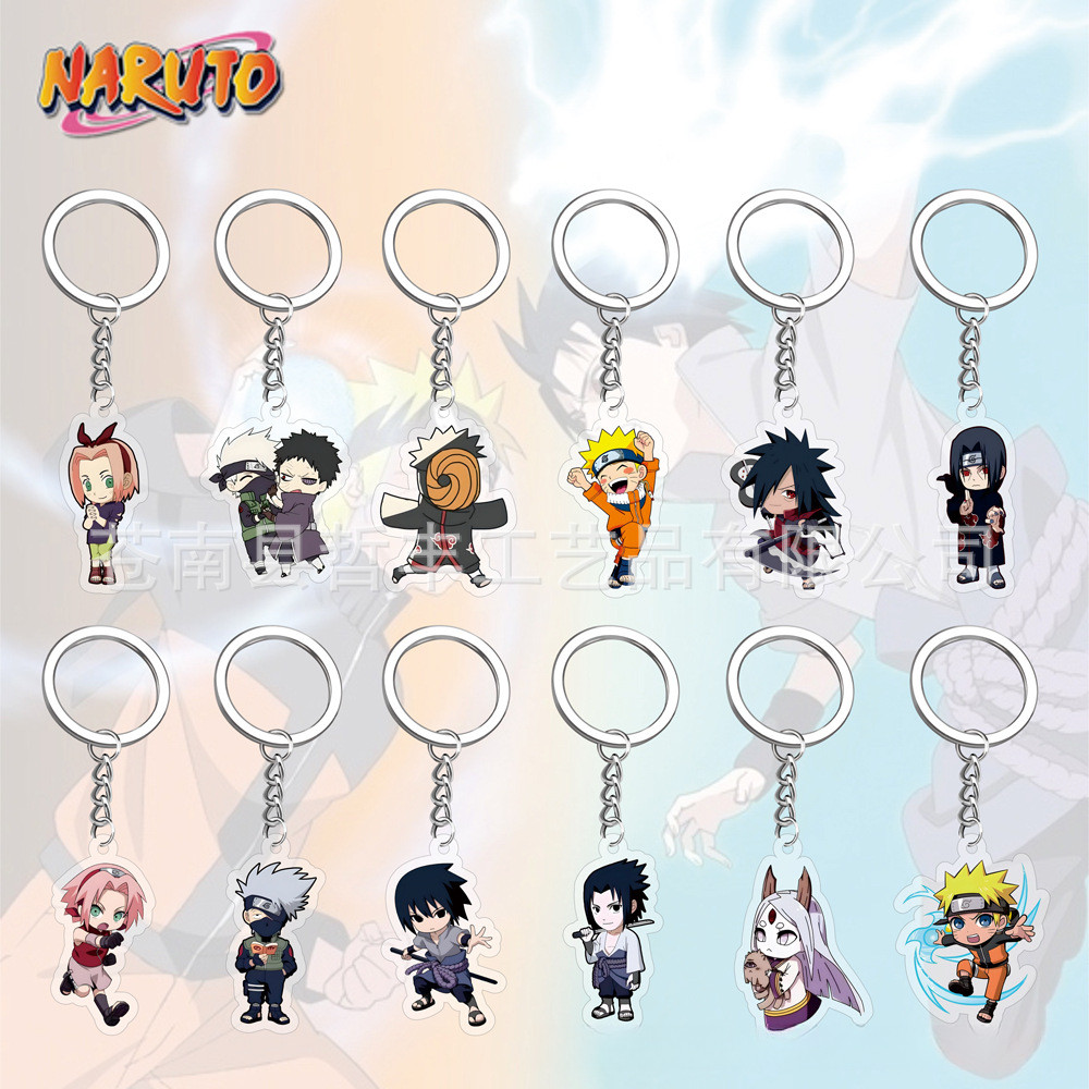 Naruto Uzumaki Gaara Kakashi Obito Itachi Sasuke Madara อะนิเมะสะสมพวงกุญแจจี้หมุน Sharingan น่ารัก 