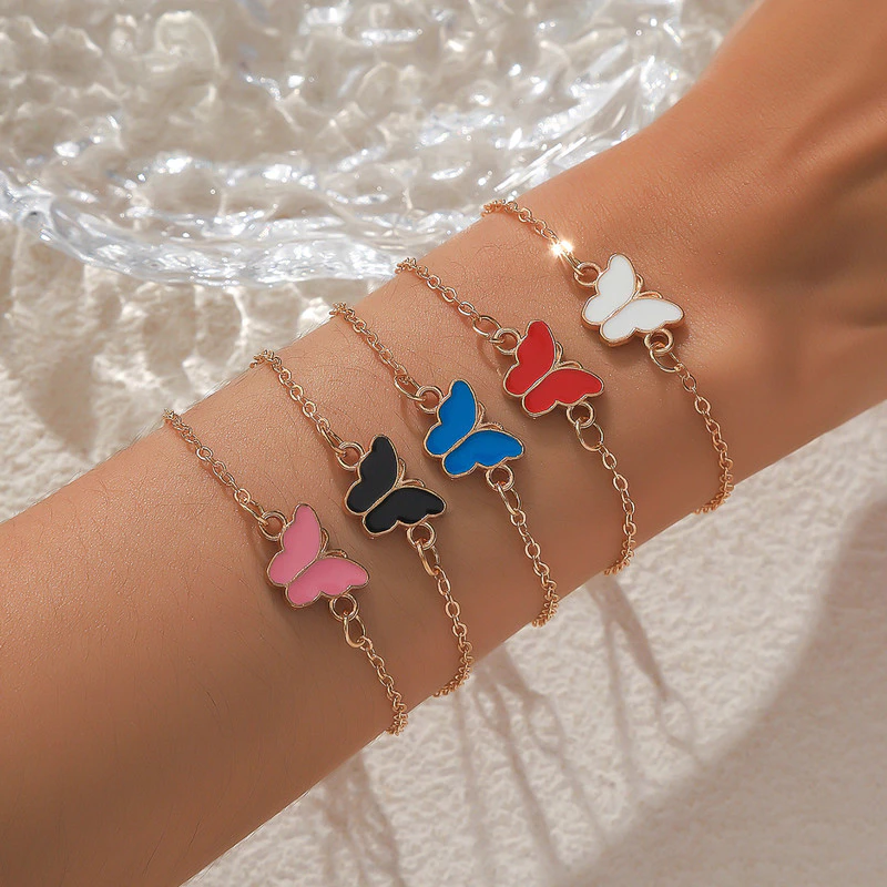 COD💖สร้อยข้อมือรูปผีเสื้อ แฟชั่น เรียบง่าย หวานเ สำหรับผู้หญิง ข้ากับทุกการแต่งกาย สร้อยข้อมือปรับได้-Lune thumbnail 4