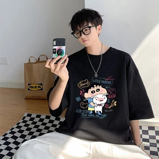 เสื้อชินจัง เสื้ออนิเมะ เสื้อคู่ เสื้อยืด oversize เสื้อสวยๆ เสื้อยืดขาว เสื้อดํา เสท้อยืด เสื้อยืดตลก คอกลม รูปภาพ 4 แบ