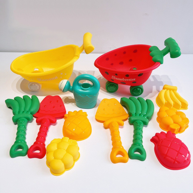 COD ชุดตักทราย ผลไม้ 8 ชิ้นสำหรับเด็ก  เครื่องมือขุด เล่นน้ำกลางแจ้ง พลาสติกปลอดภัย พกพาสะดวก - รูปที่ 4