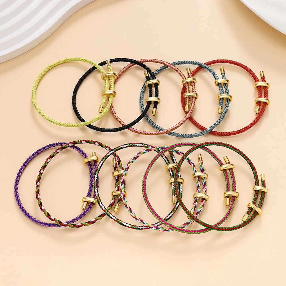 สร้อยข้อมือเชือกถักหลากสีแบบดึงปรับได้ DIY ของขวัญเพื่อน