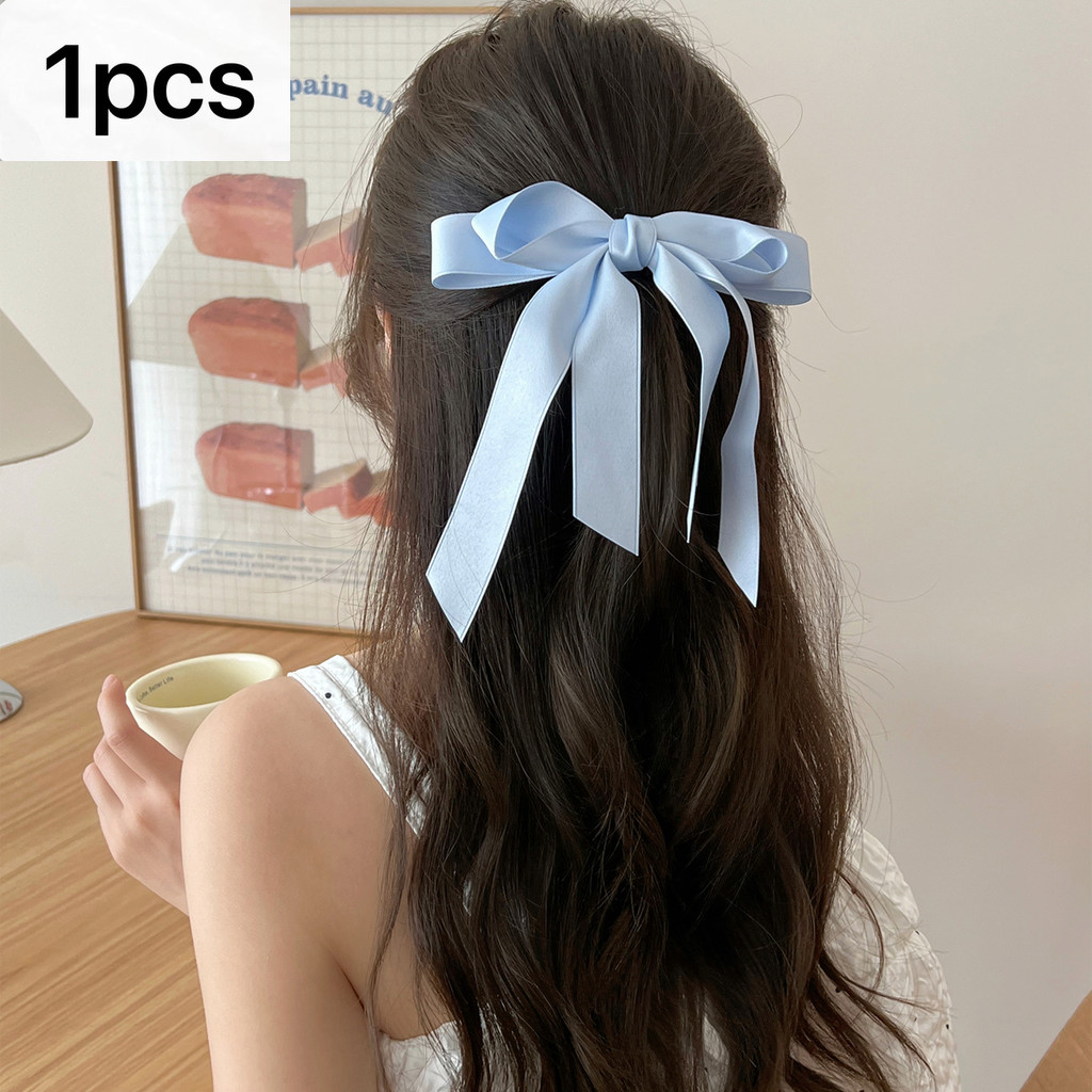 กิ๊บติดผมโบว์ริบบิ้นสีครีม 2025 กิ๊บติดผมครึ่งผูกสไตล์ใหม่เข้ากันทั้งหมดคลิปปากเป็ด