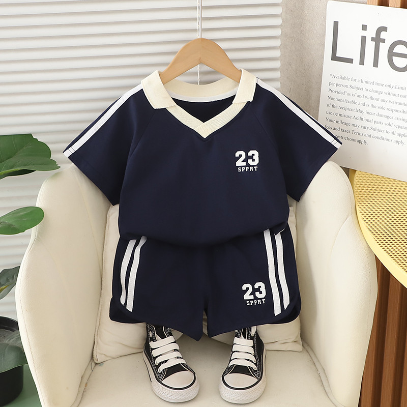 ผ้าฝ้ายฤดูร้อนเด็กกางเกงขาสั้นกางเกงสูทคอวีเสื้อยืด ทอดด์ เด็กสาวเด็กกีฬาน่ารักเสื้อผ้าราคาถูกสิ่งที่0-5ย