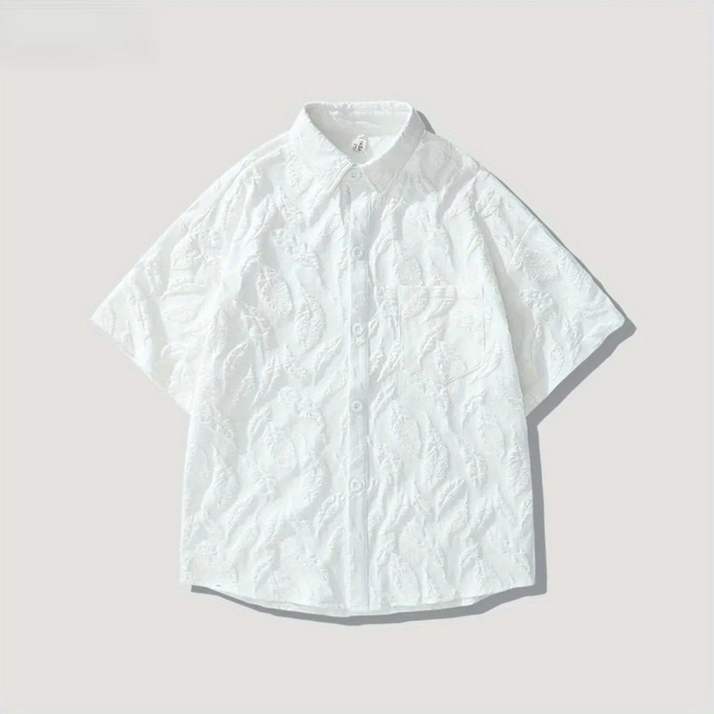 ชุดเสื้อแขนสั้นลายใบไม้ผู้ชาย สไตล์ลำลองลายดอกไม้ thumbnail 4