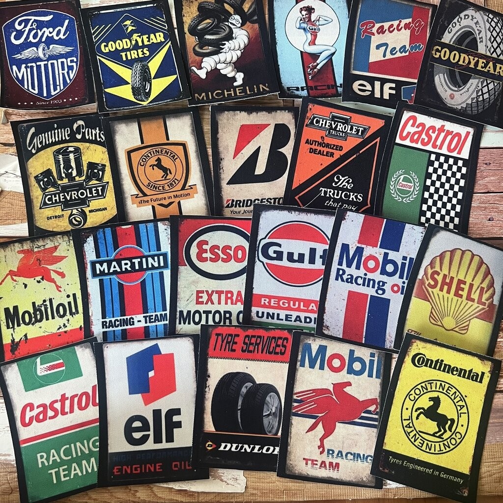 ตัวรีดติดเสื้อ นักแข่งรถ Racing ผ้าแคนวาสพิมพ์ลาย ตกแต่งเสื้อผ้า Canvas Iron on Patch