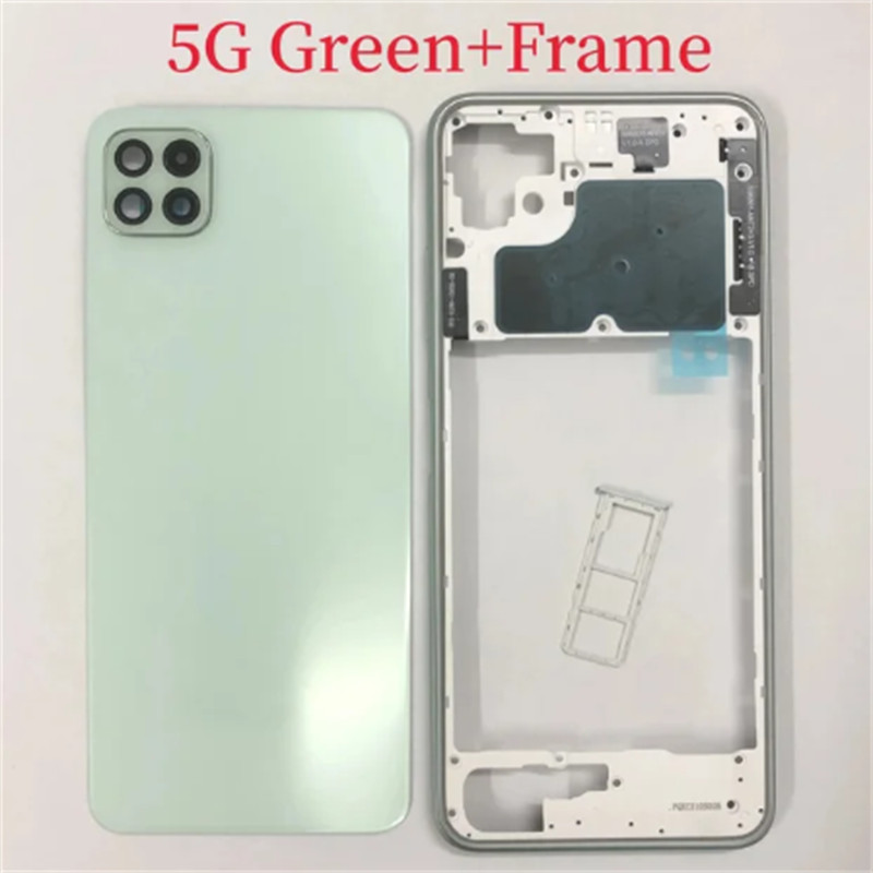 สําหรับ Samsung Galaxy A22 4G 5G A225 A226 กรอบกลางฝาครอบ + แบตเตอรี่ฝาหลังด้านหลังประตูซิมการ์ดถาดอะไหล่ซ่อม