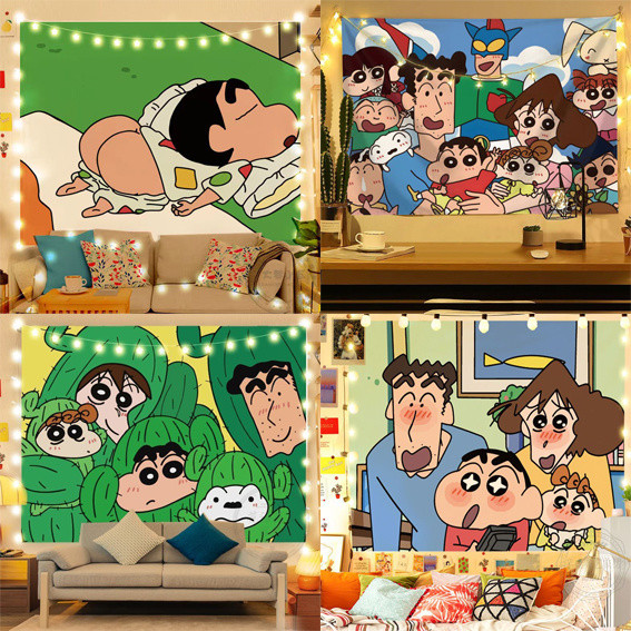 จัดส่งจากไทย Agirl Crayon Shin-chan ผ้าแขวนพื้นหลัง ผ้าห้องนอน หอพัก ห้องข้างเตียง ผ้าแขวนพื้นหลัง ผ้าผนัง