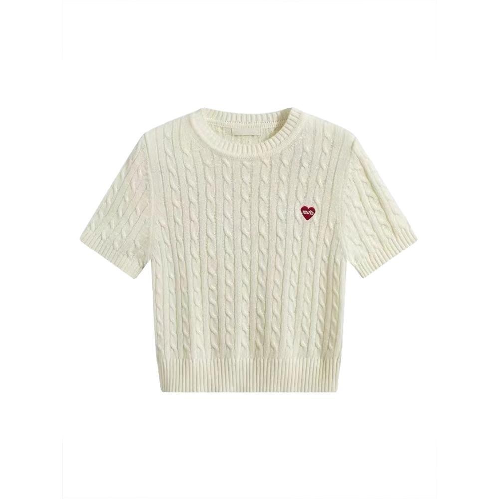 Dahong แขนสั้นเสื้อกันหนาวผู้หญิงรอบคอเสื้อยืดสไตล์ ผ้าร่องบาง การจับคู่สไตล์ ใส่ในไทยช่วงซัมเมอร์ได้แบบชิลๆ D628 - รูปที่ 6